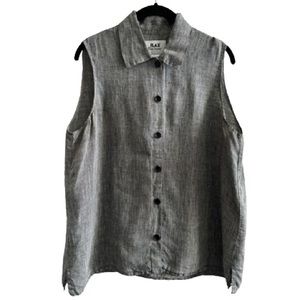 Flax Sleeveless 100% Linen Button Down Lagenlook Tank Top